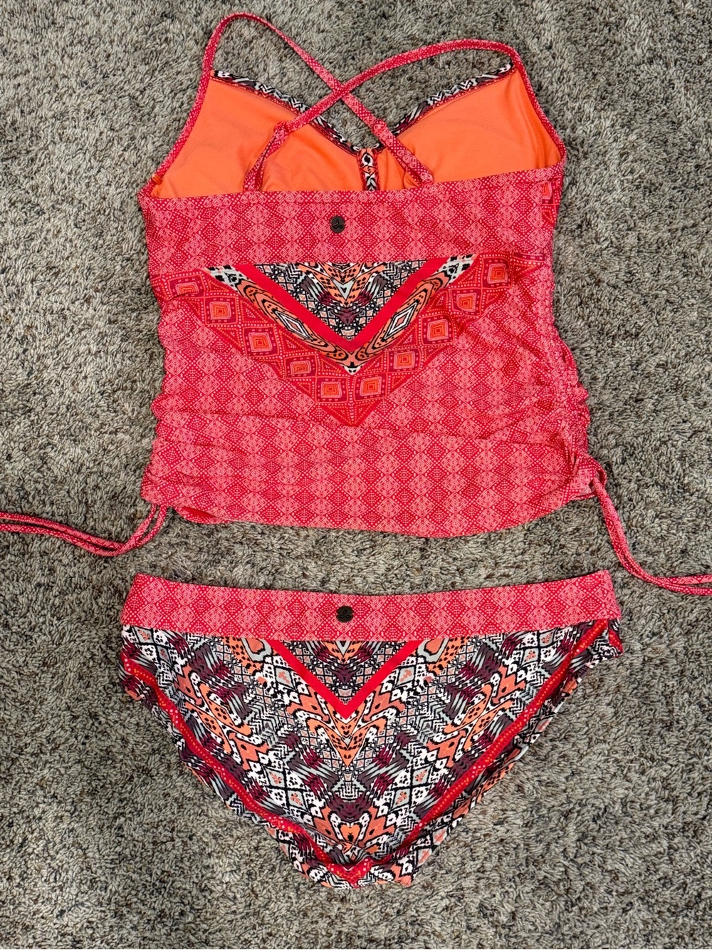 Prana Red and Orange Printed Tankini Set Medium - Picture 2 of 16
